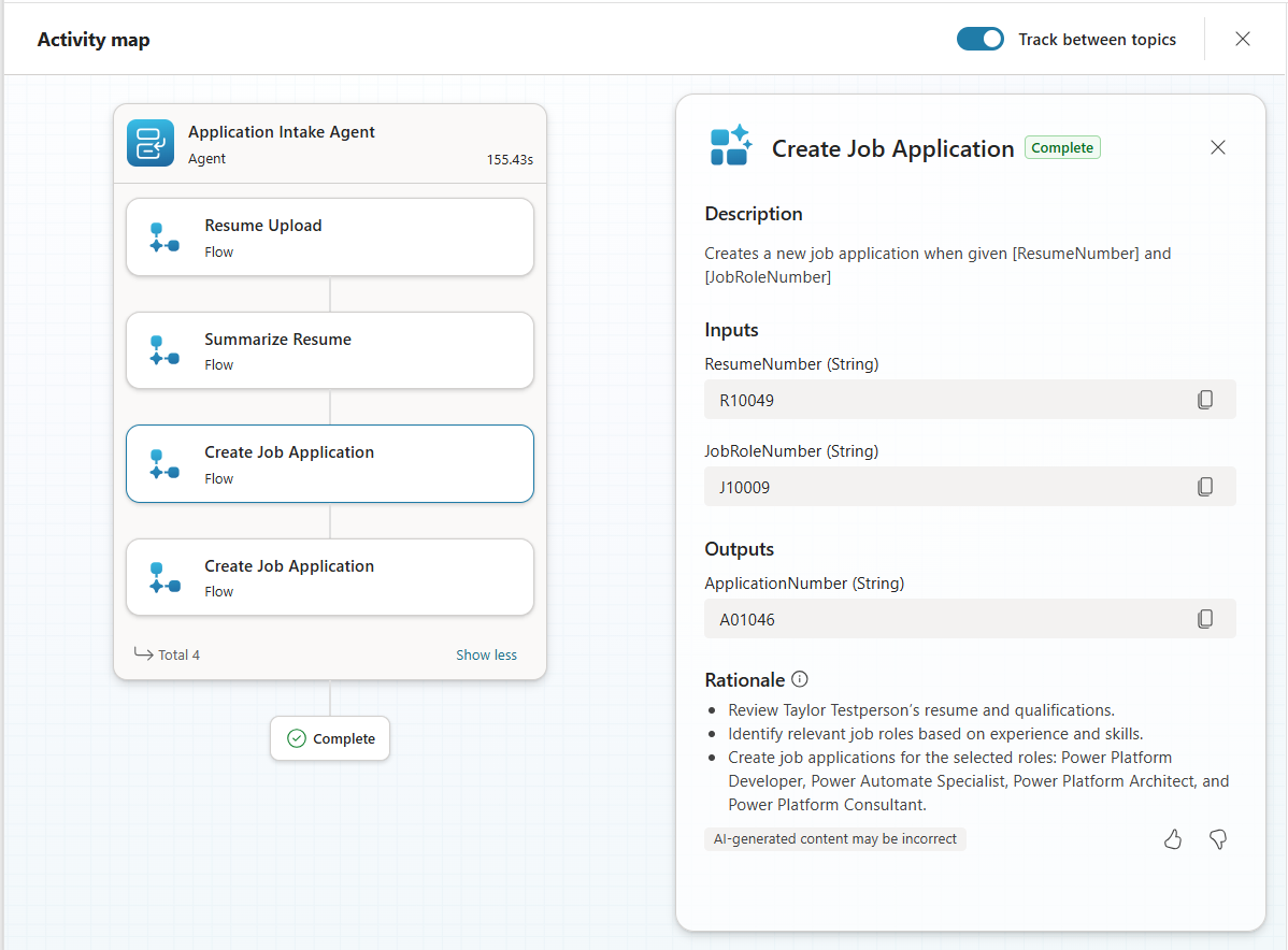 Create Job Application in Activity Map