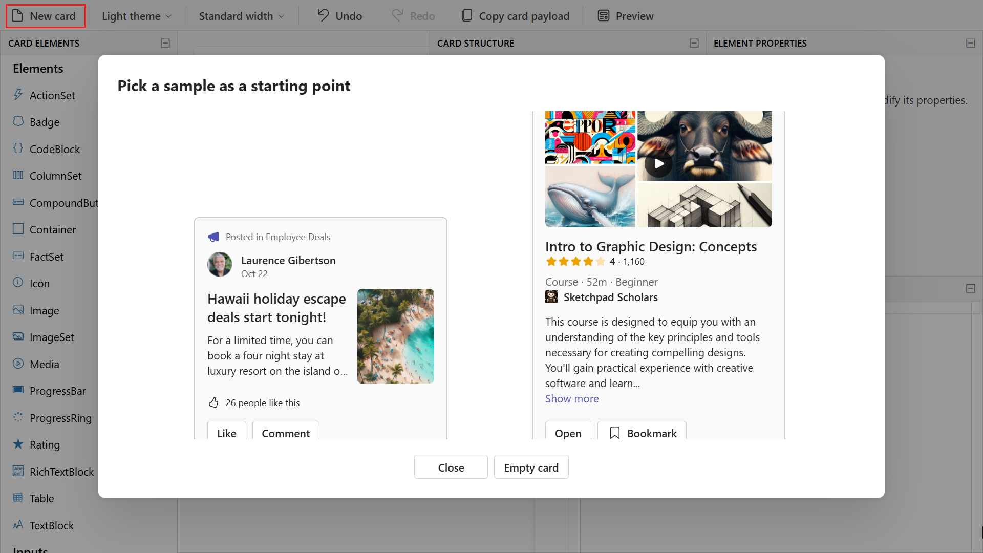 Adaptive Card Designer Samples