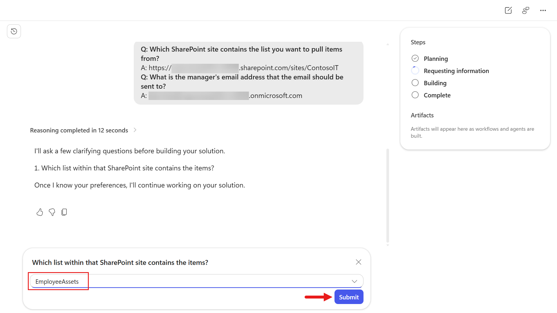 Select SharePoint list