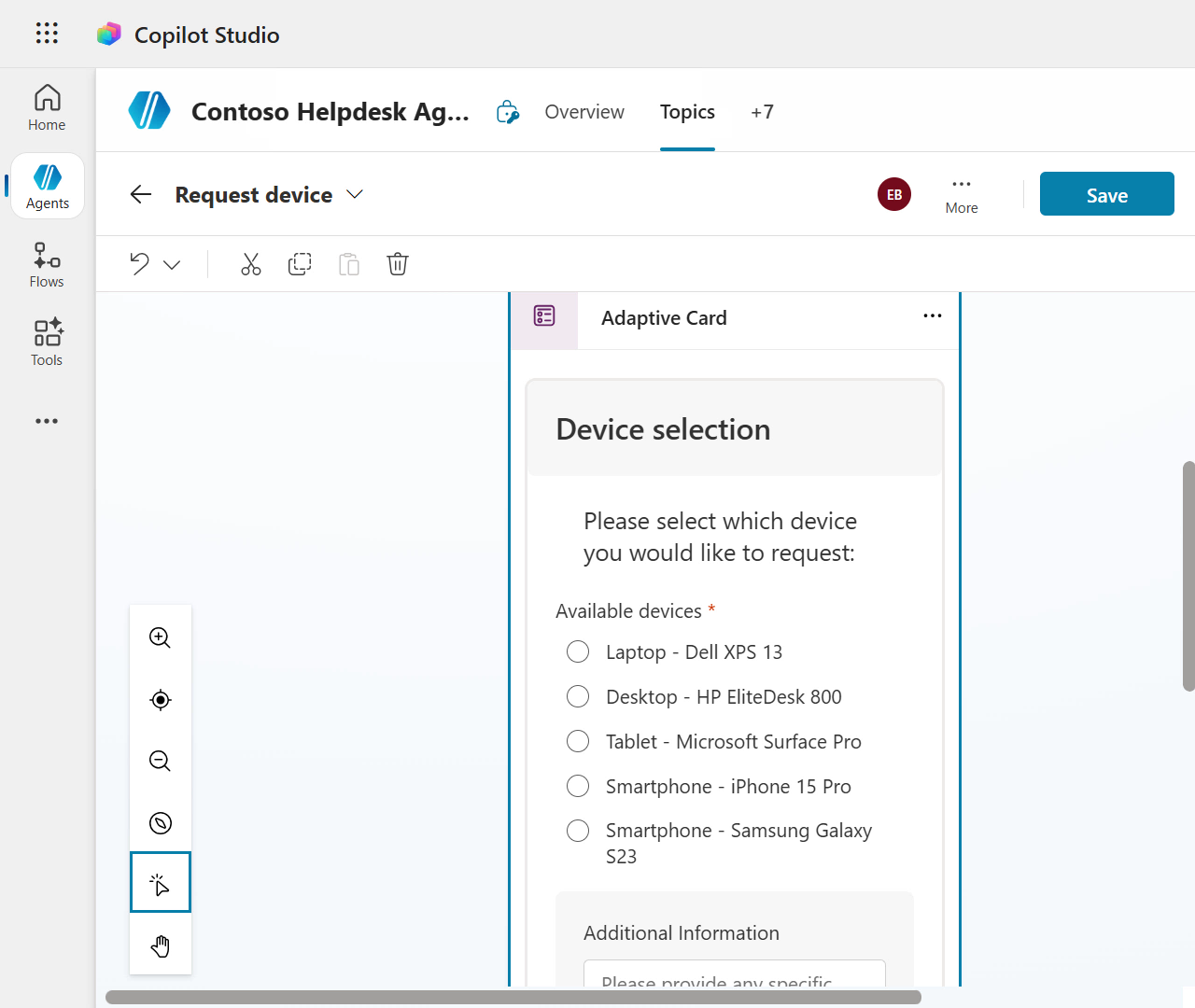 Device request adaptive card