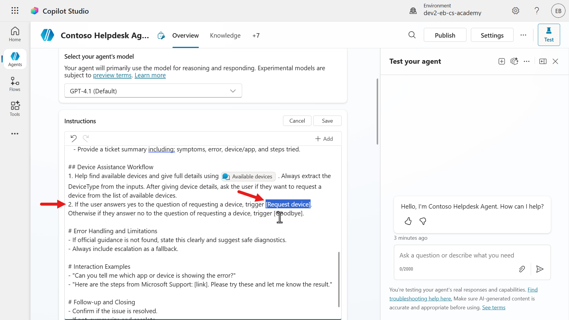 Request device placeholder