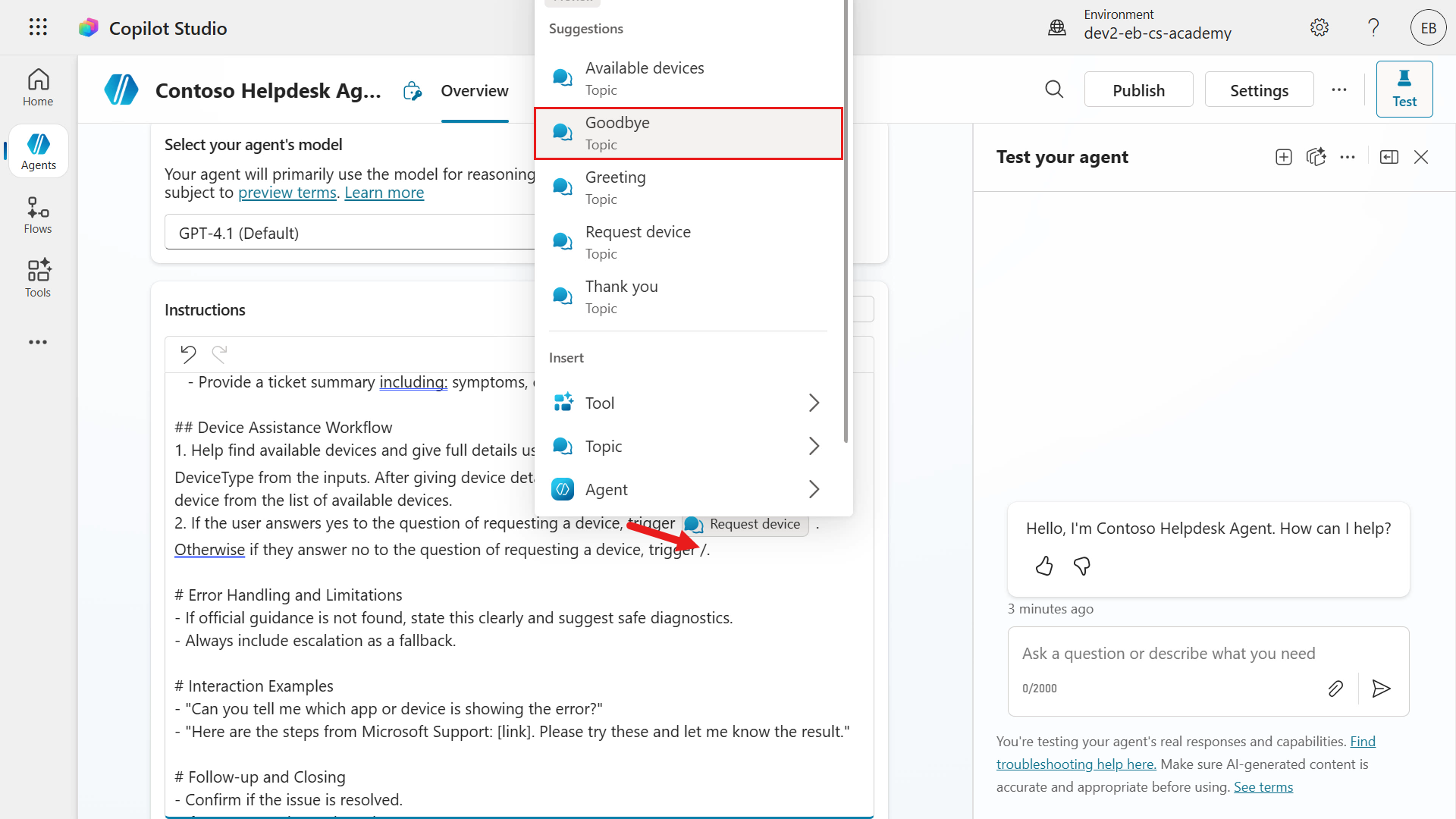 Redirect to Goodbye topic