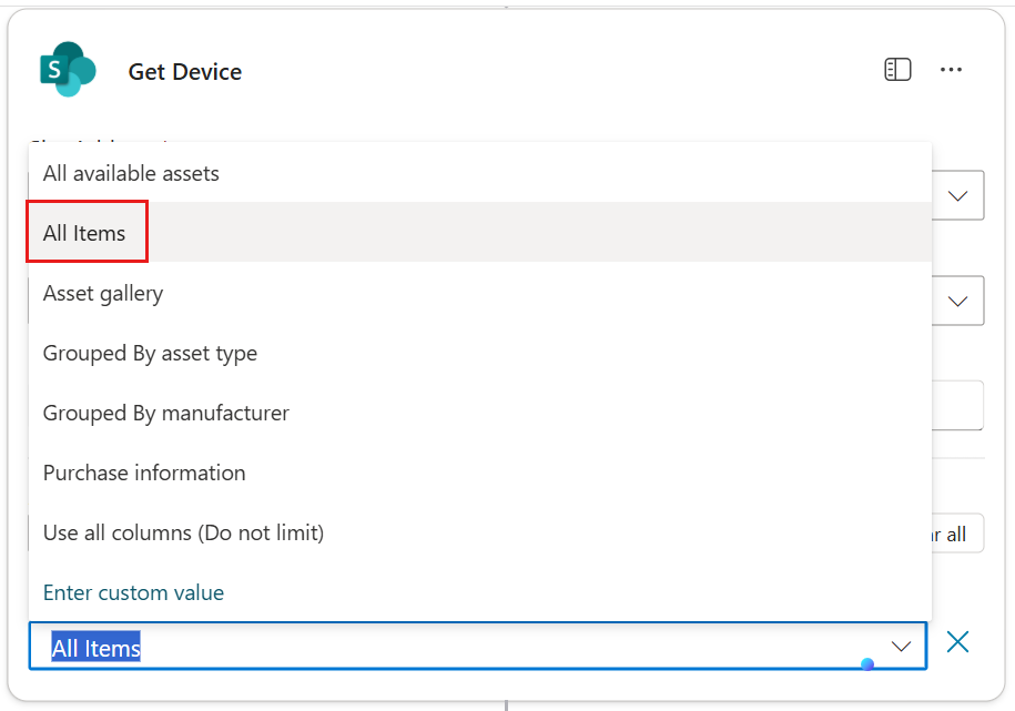 Select All Items view