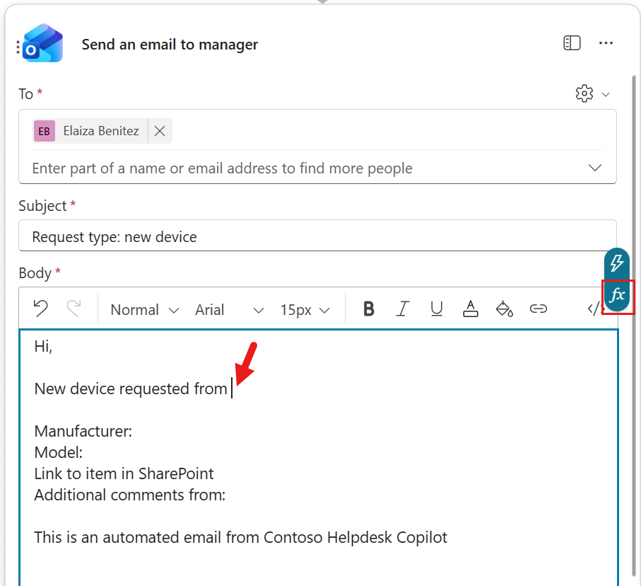 Add User input as dynamic content
