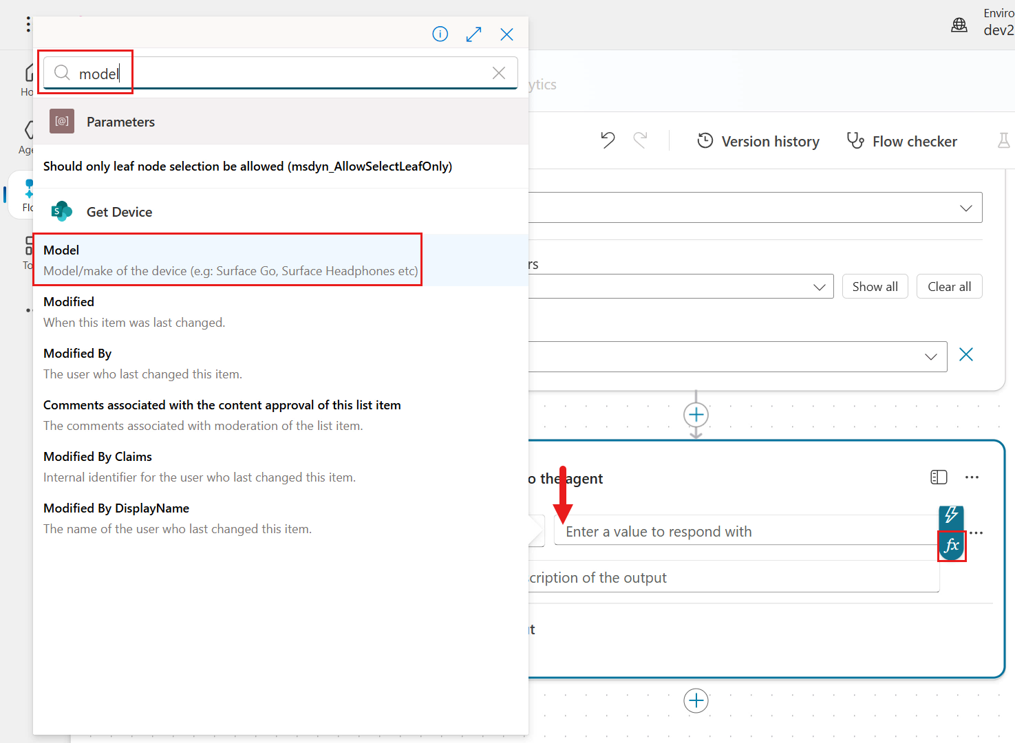 Add Model parameter as dynamic content