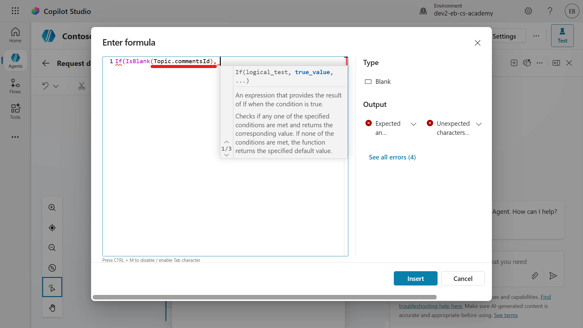 Reference commentsId output