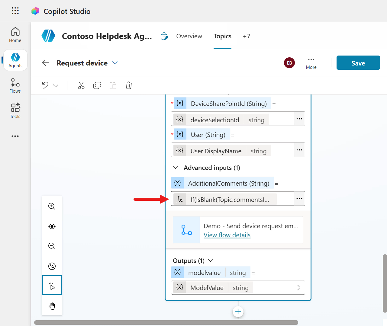 Power Fx expression in AdditionalComments input