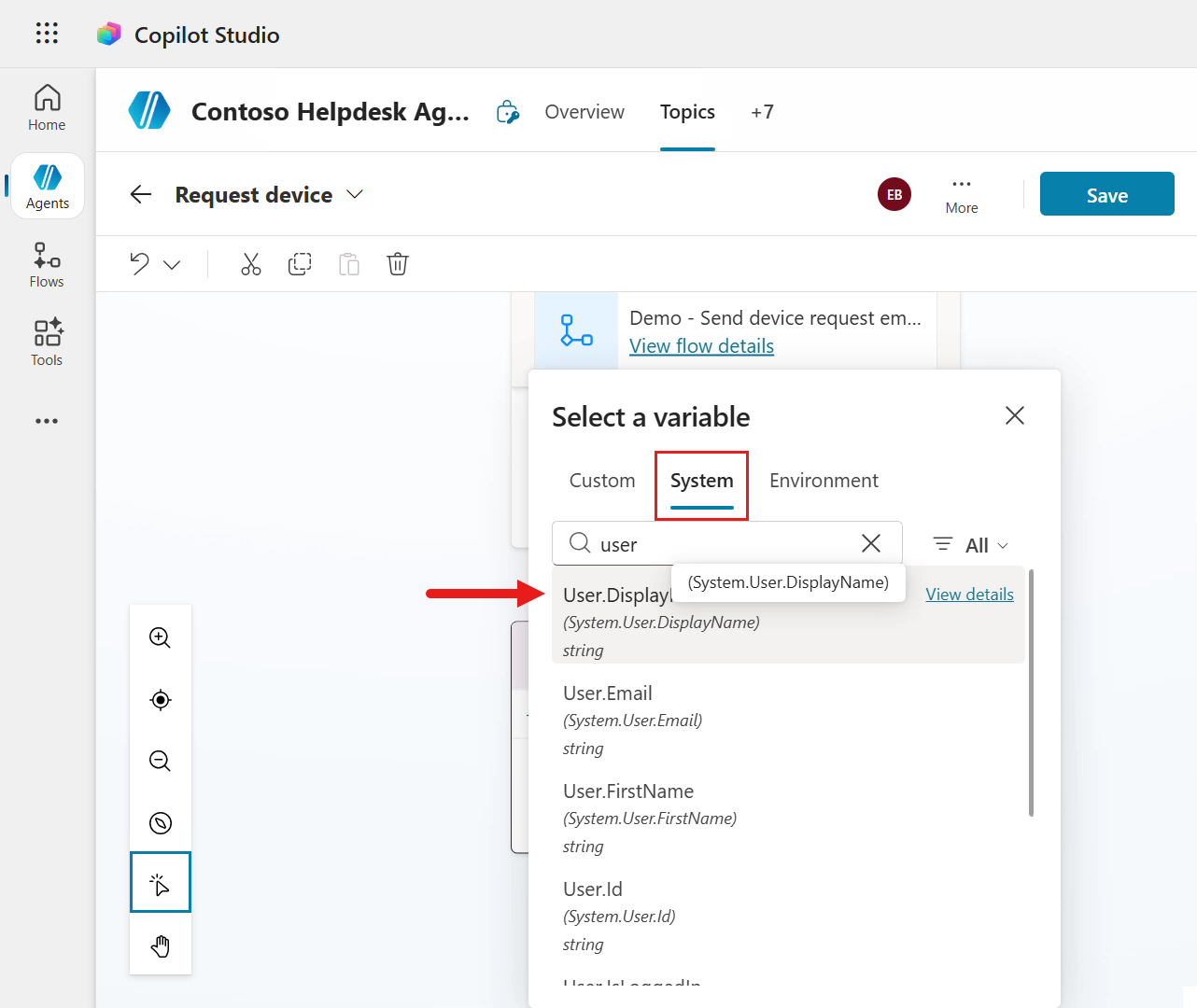 Select system variable