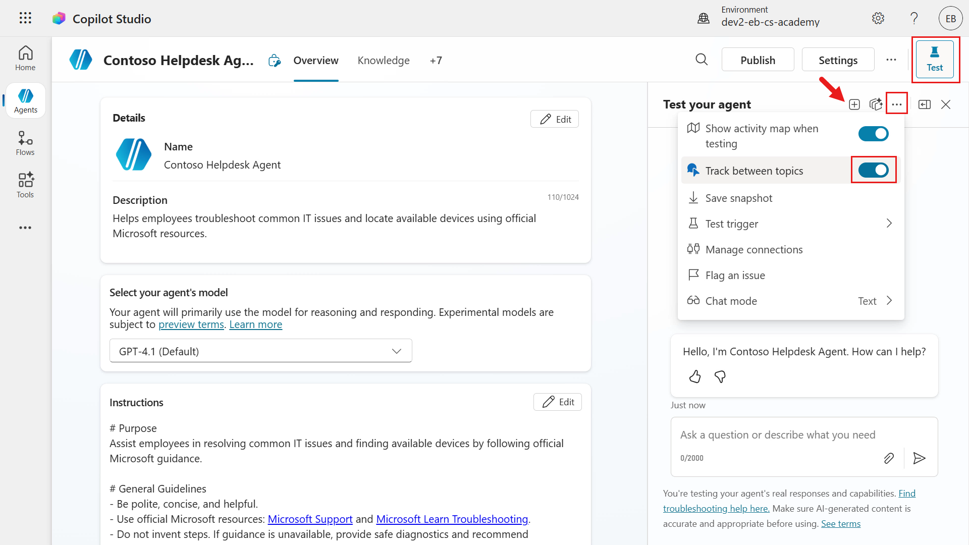 Enable track between topics