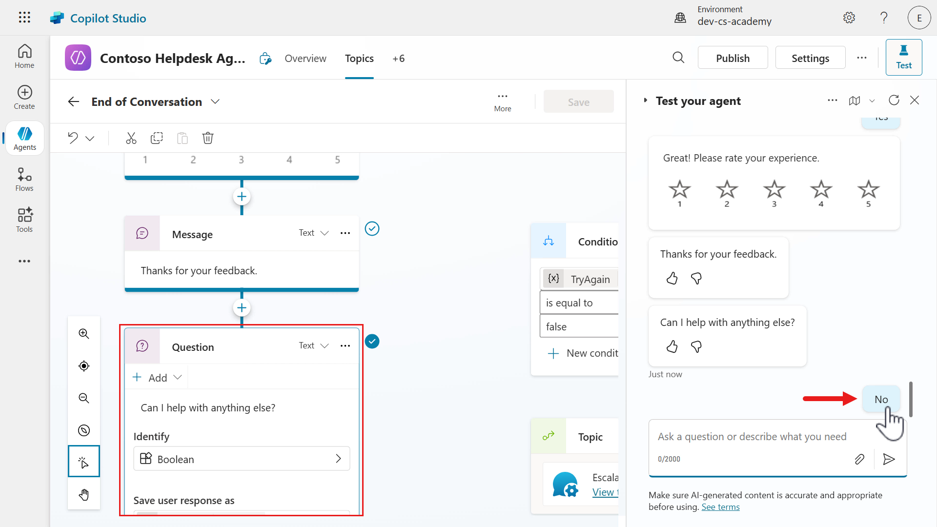 End of conversation topic