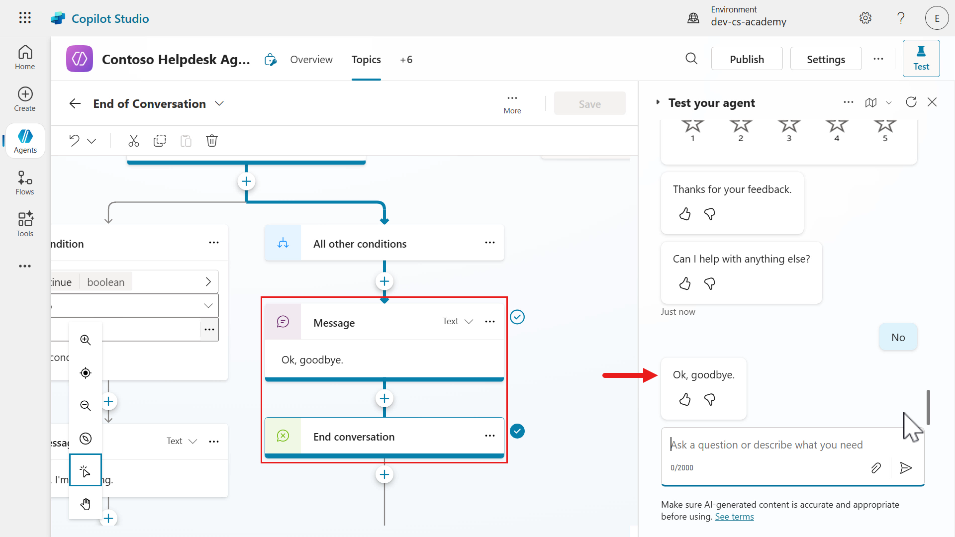 End of conversation topic