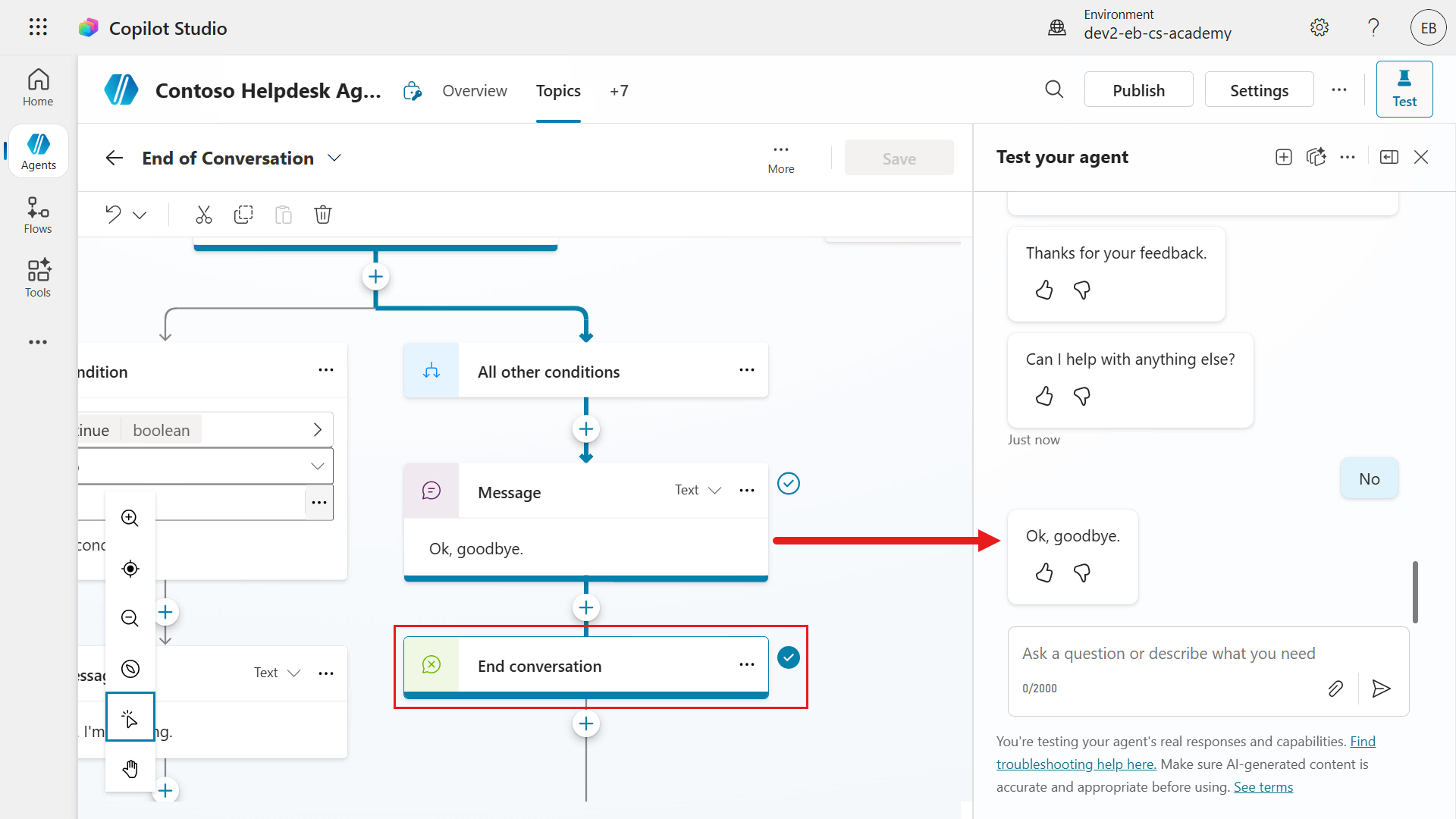 End of conversation topic