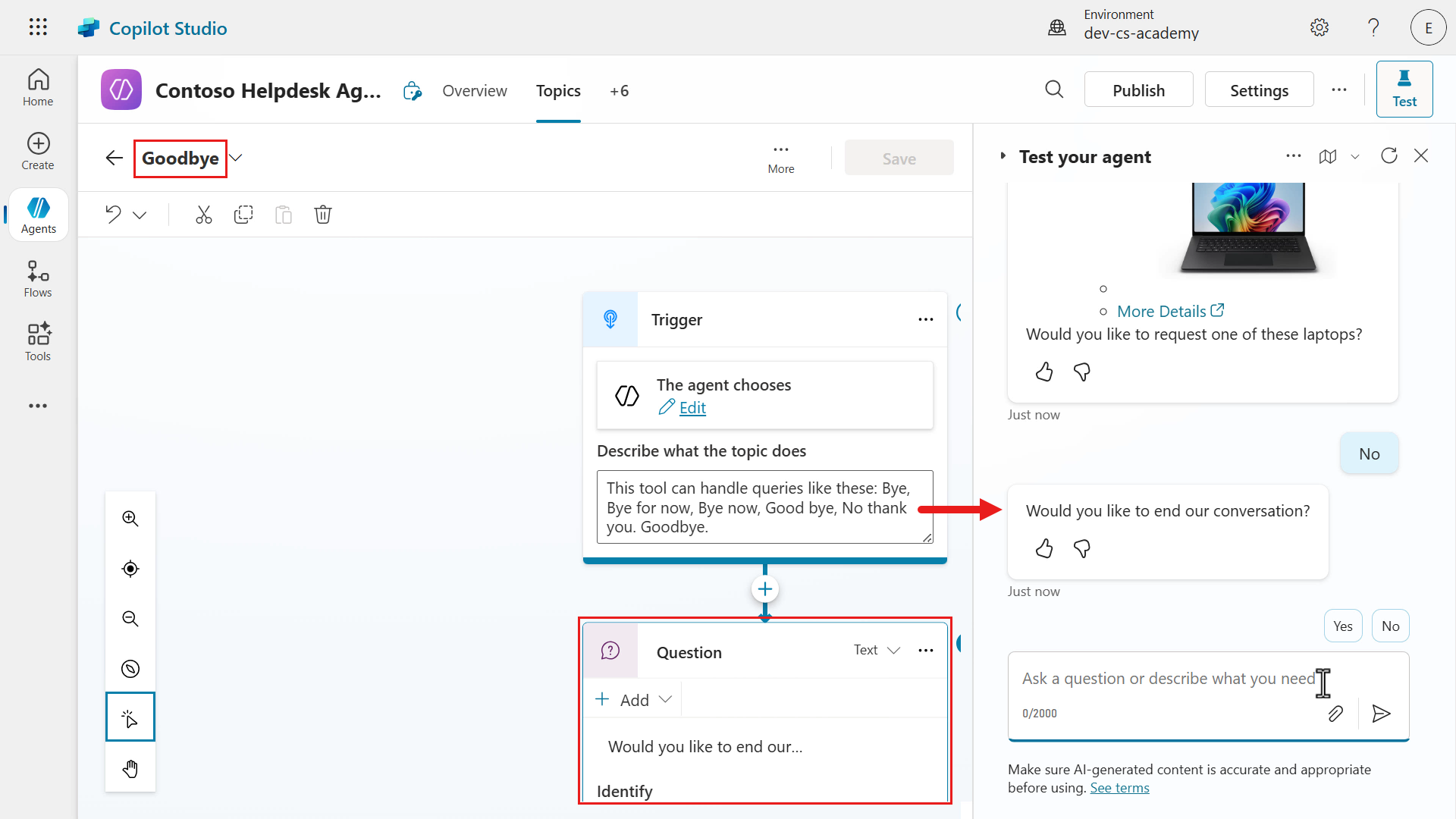 Goodbye topic invoked