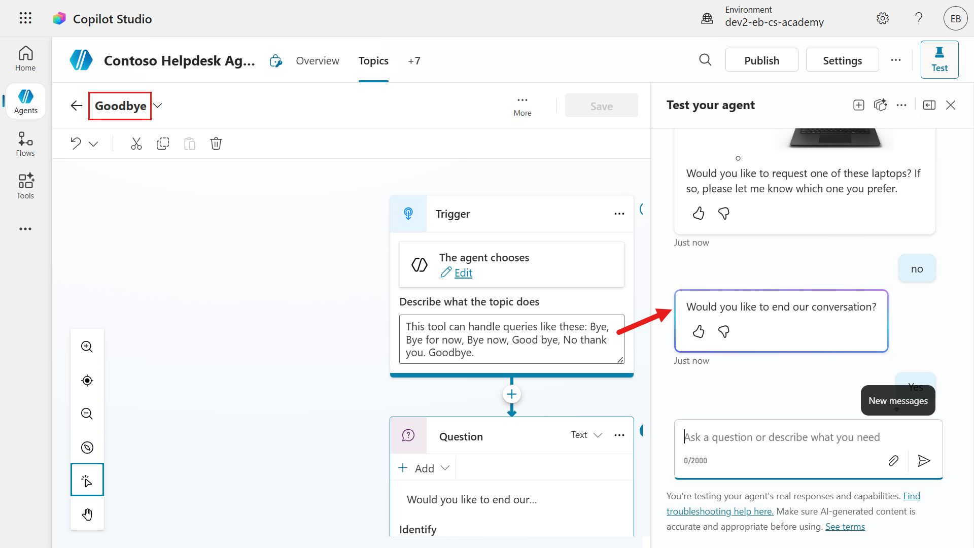 Goodbye topic invoked