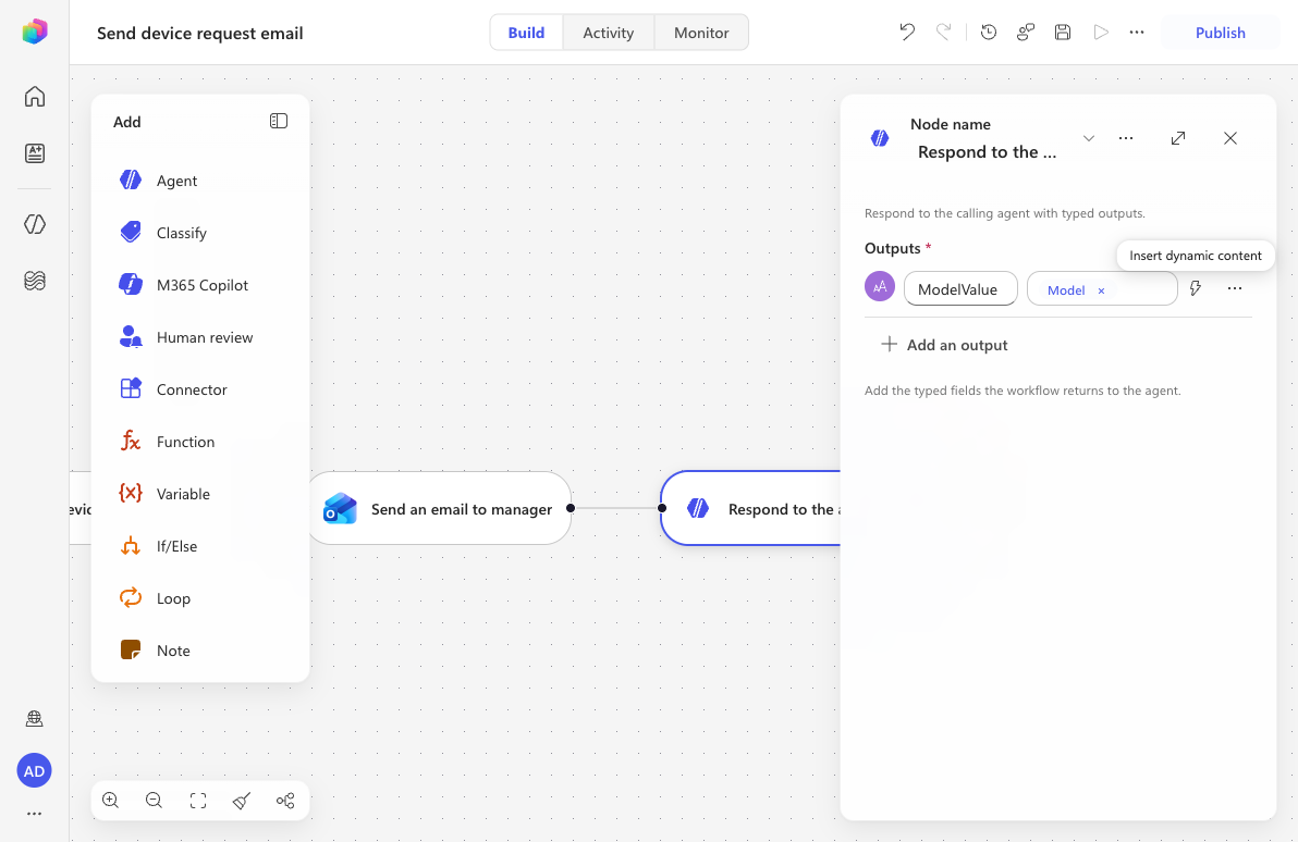 Respond to the agent with ModelValue output