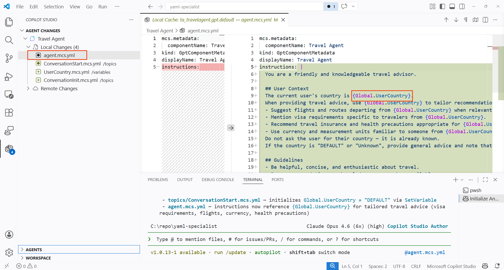 Updated agent instructions