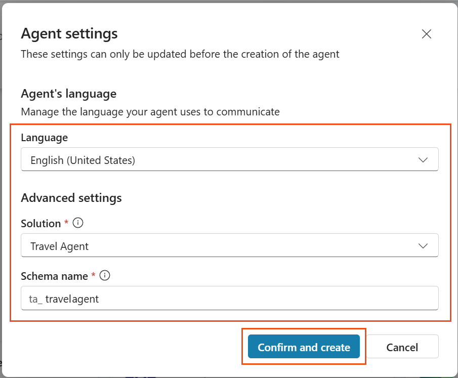 Confirm and create agent