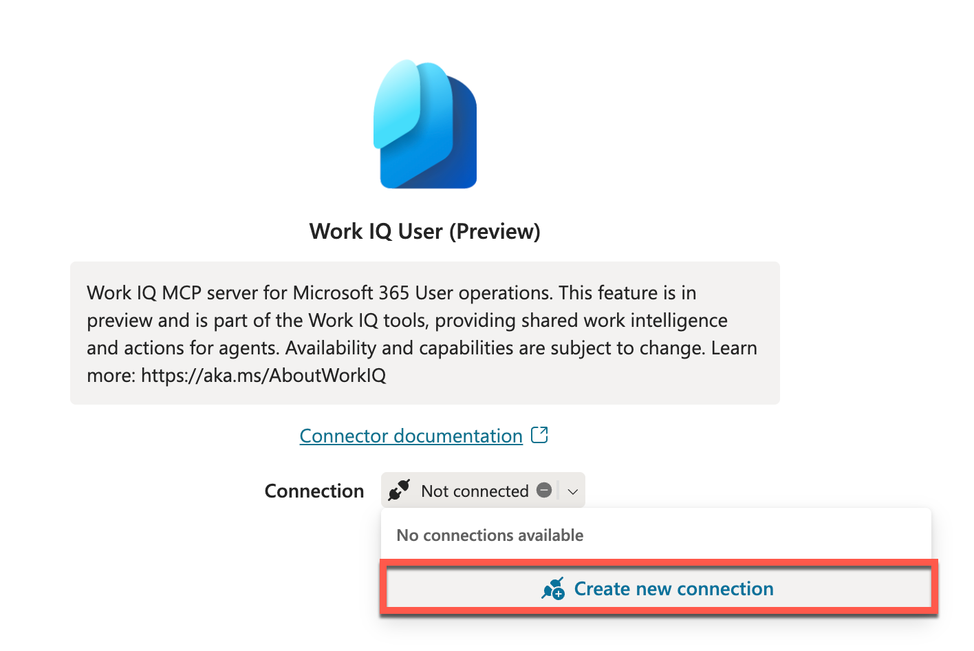 Creation dropdown - create a connection
