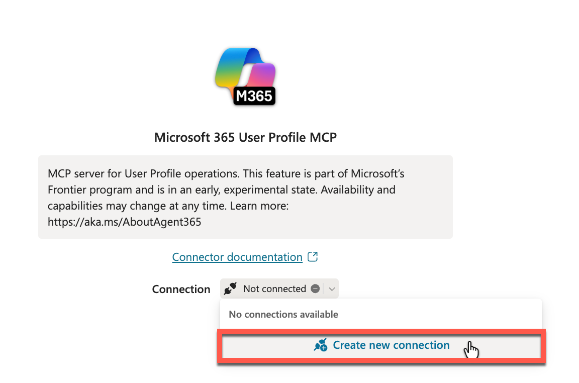 Creation dropdown - create a connection
