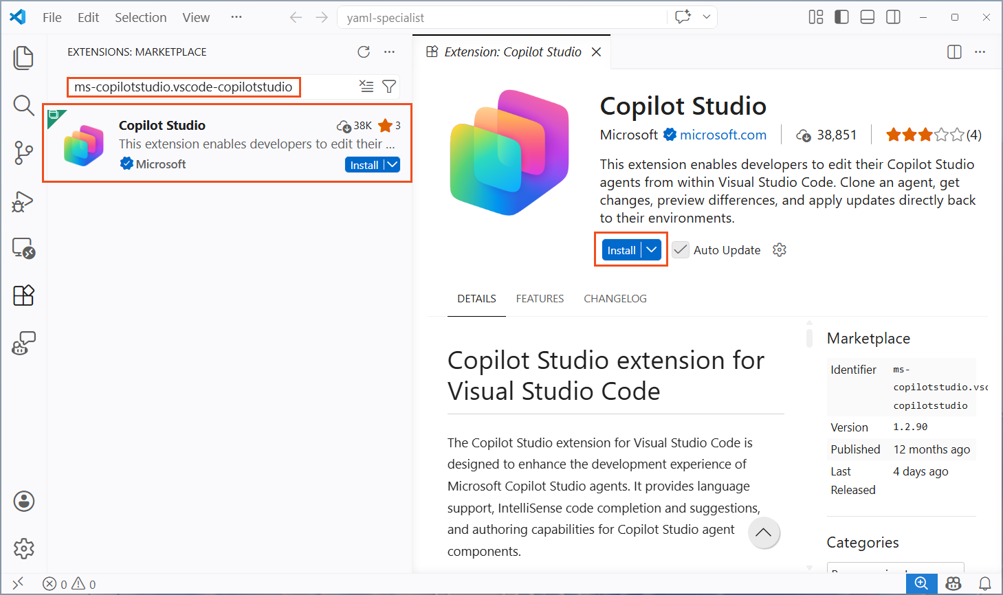 Install the Copilot Studio Extension