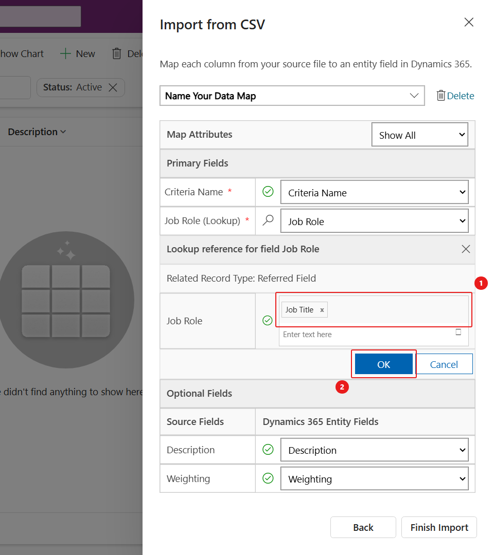 Job Title selected for lookup matching
