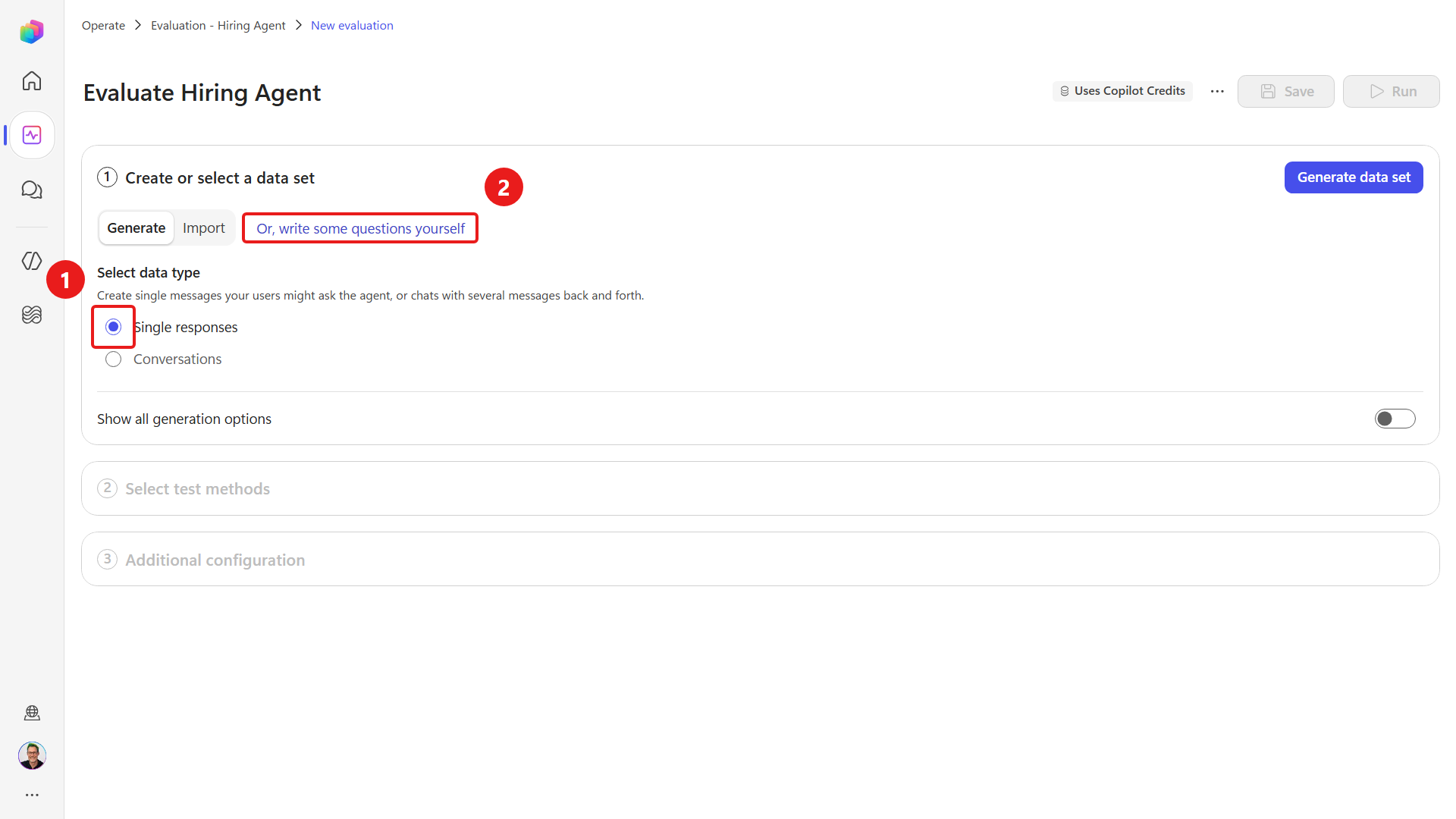 Single responses and manual question authoring controls