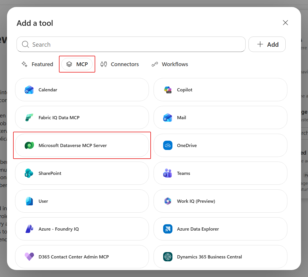 Add a tool catalog filtered to MCP servers