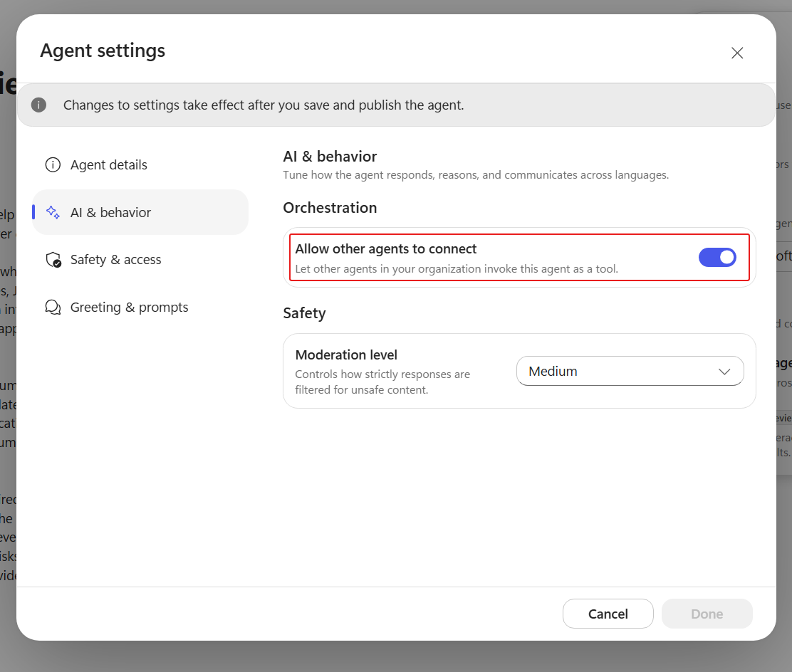 Allow other agents to connect enabled