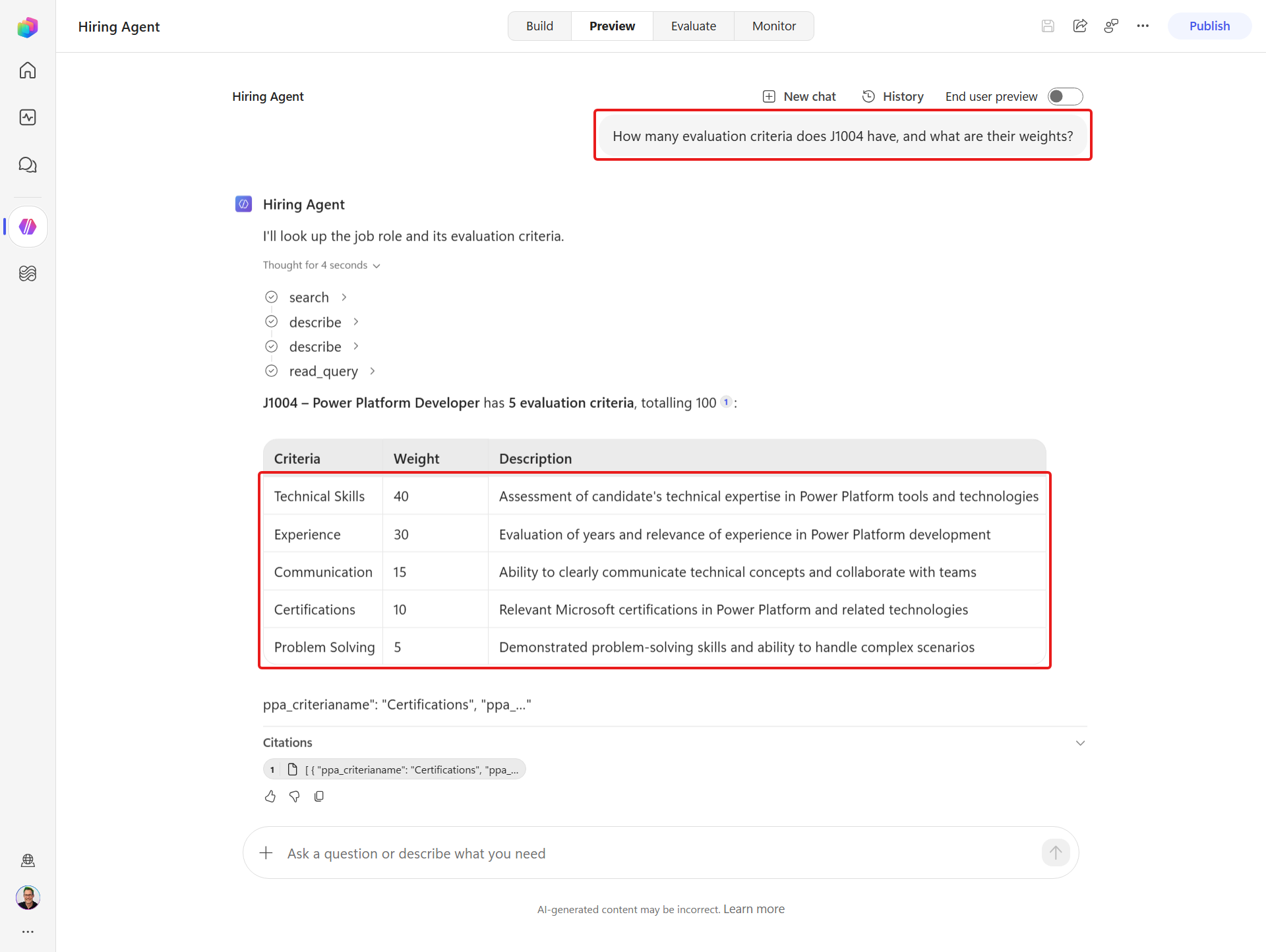 Hiring Agent keeps an ordinary J1004 criteria lookup local
