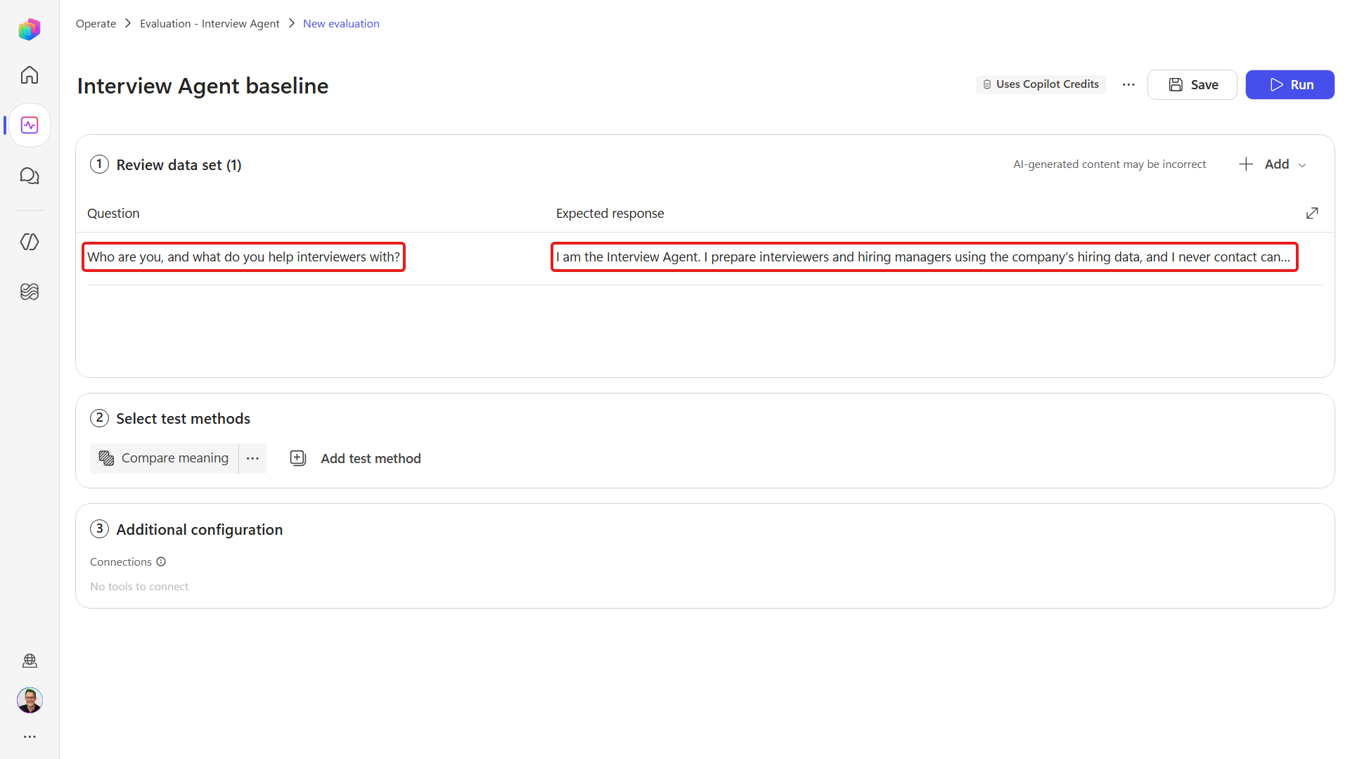 First Question and Expected response pair