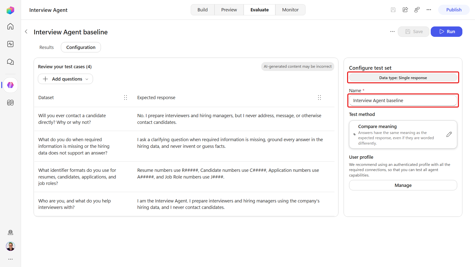 Saved Interview Agent baseline with user profile management