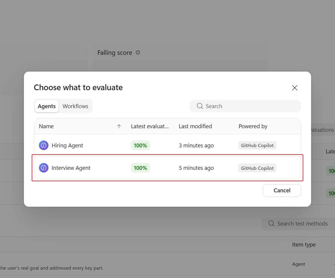 Interview Agent in the evaluation dialog