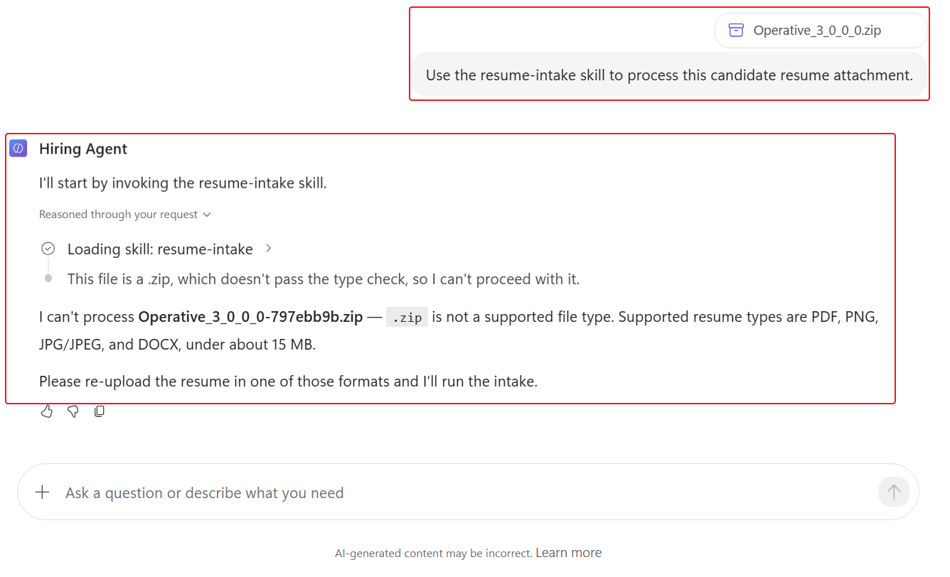 Unsupported ZIP rejected before intake