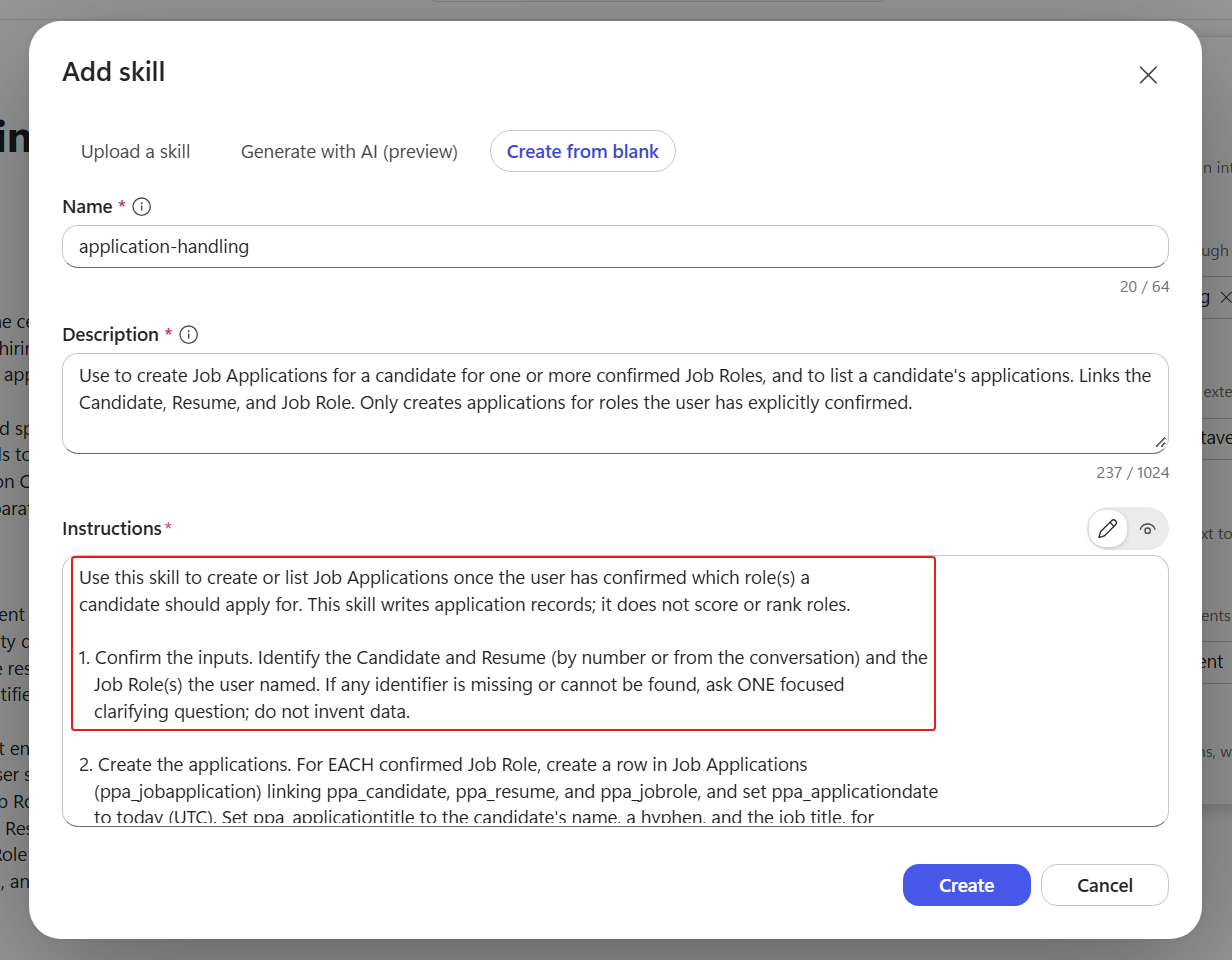 Application-handling instructions with confirmed-role and failure safeguards