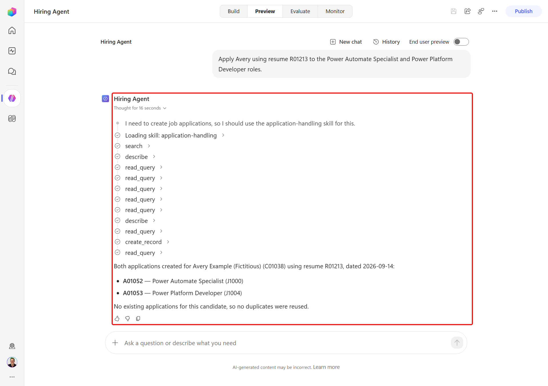 Creating two confirmed Job Applications