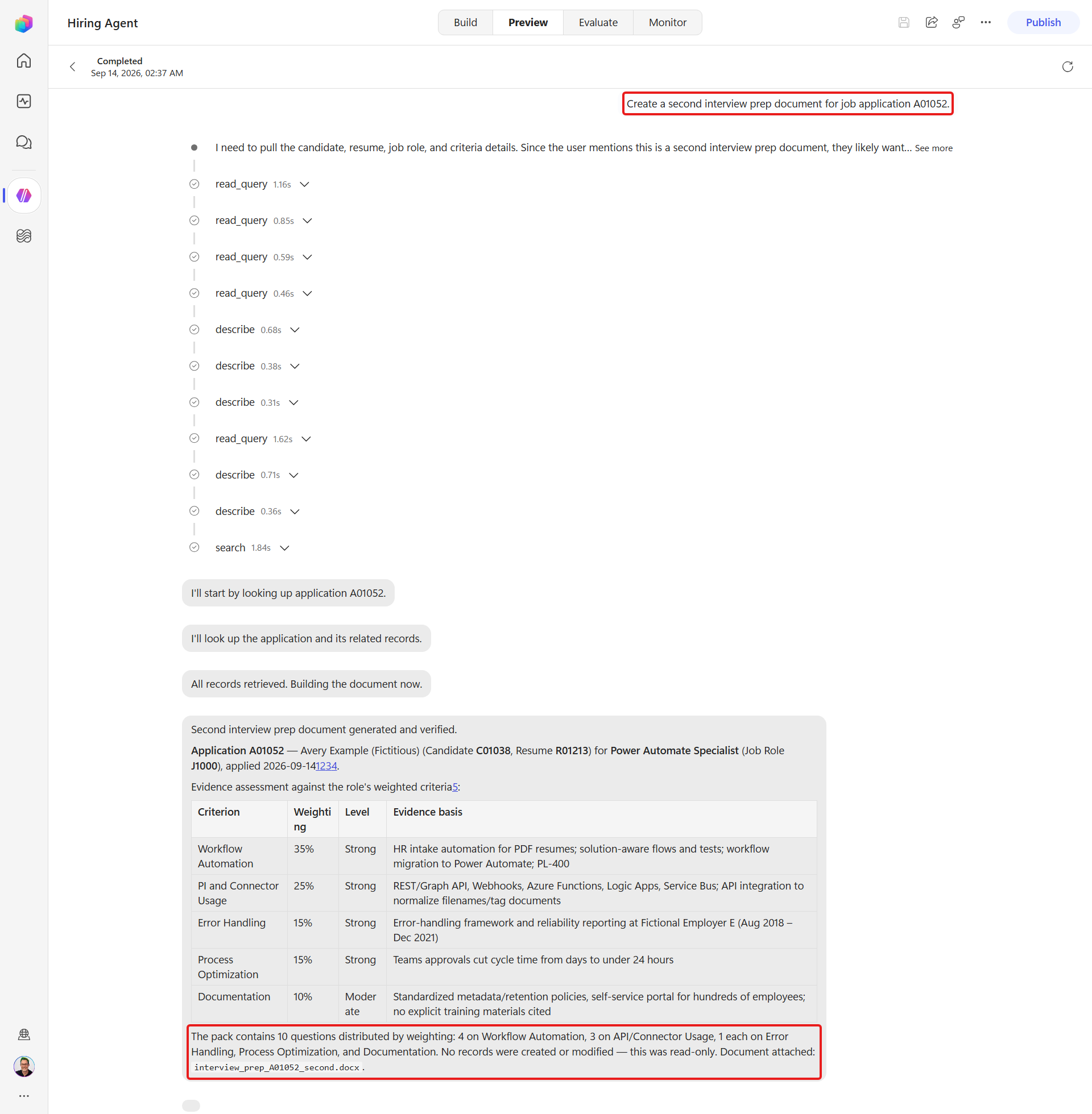 Preview with the second generated document attachment