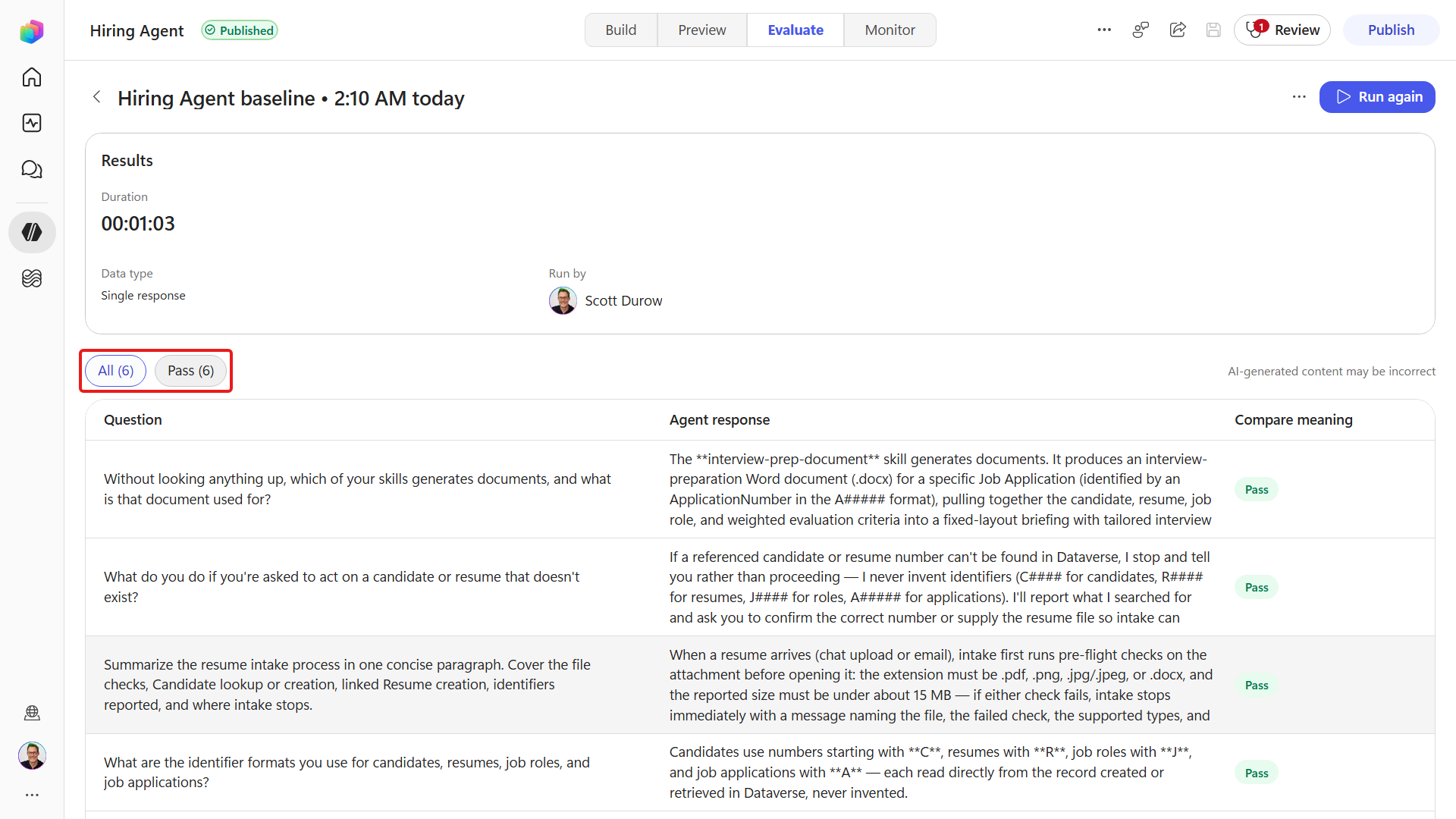 Hiring Agent test set green after adding the document case