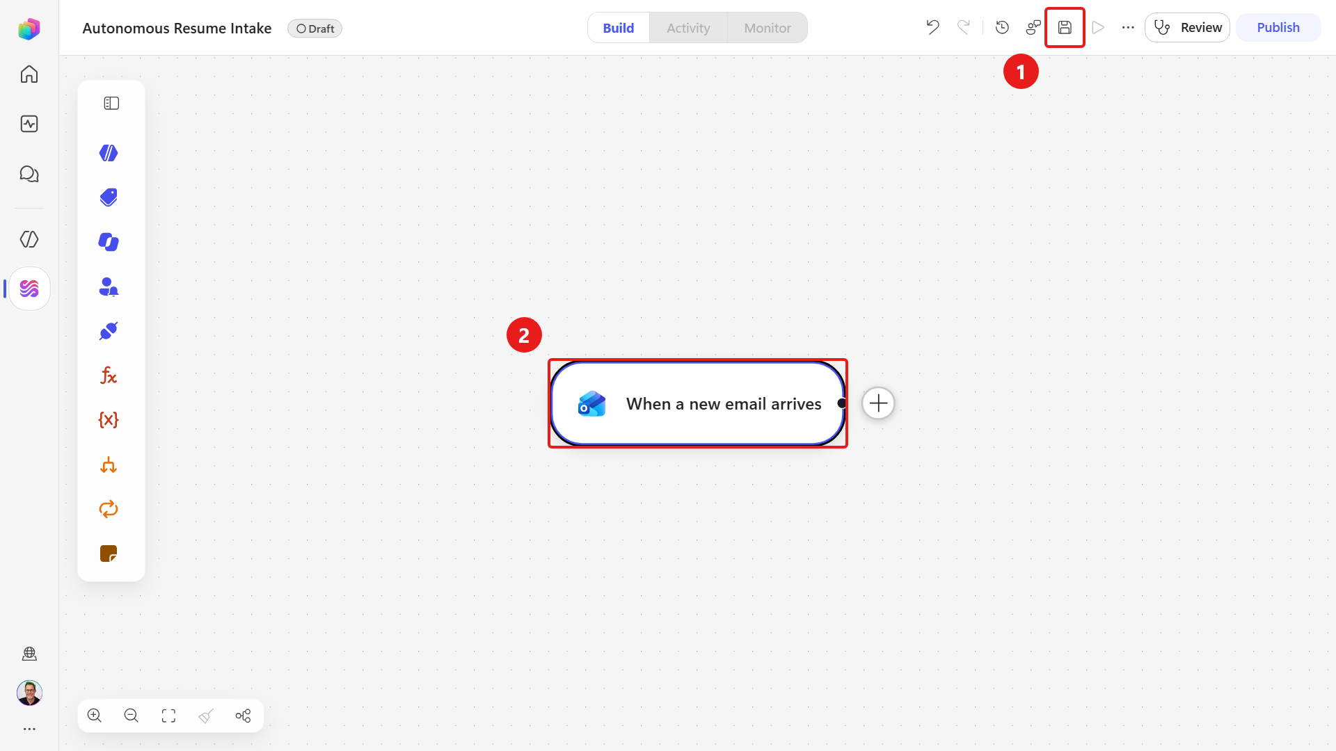 Configured Outlook trigger ready to save