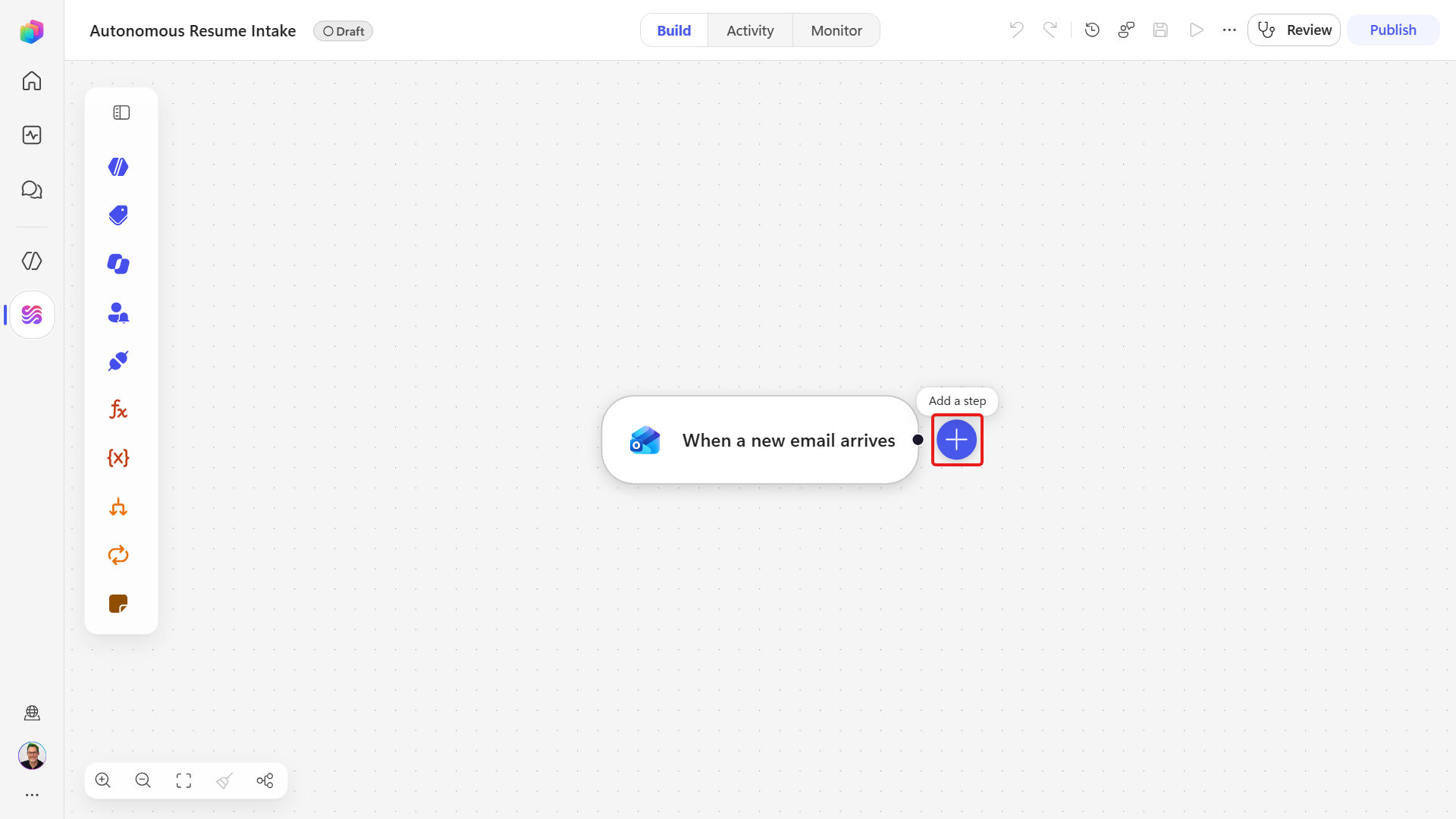 Add a step control below the email trigger