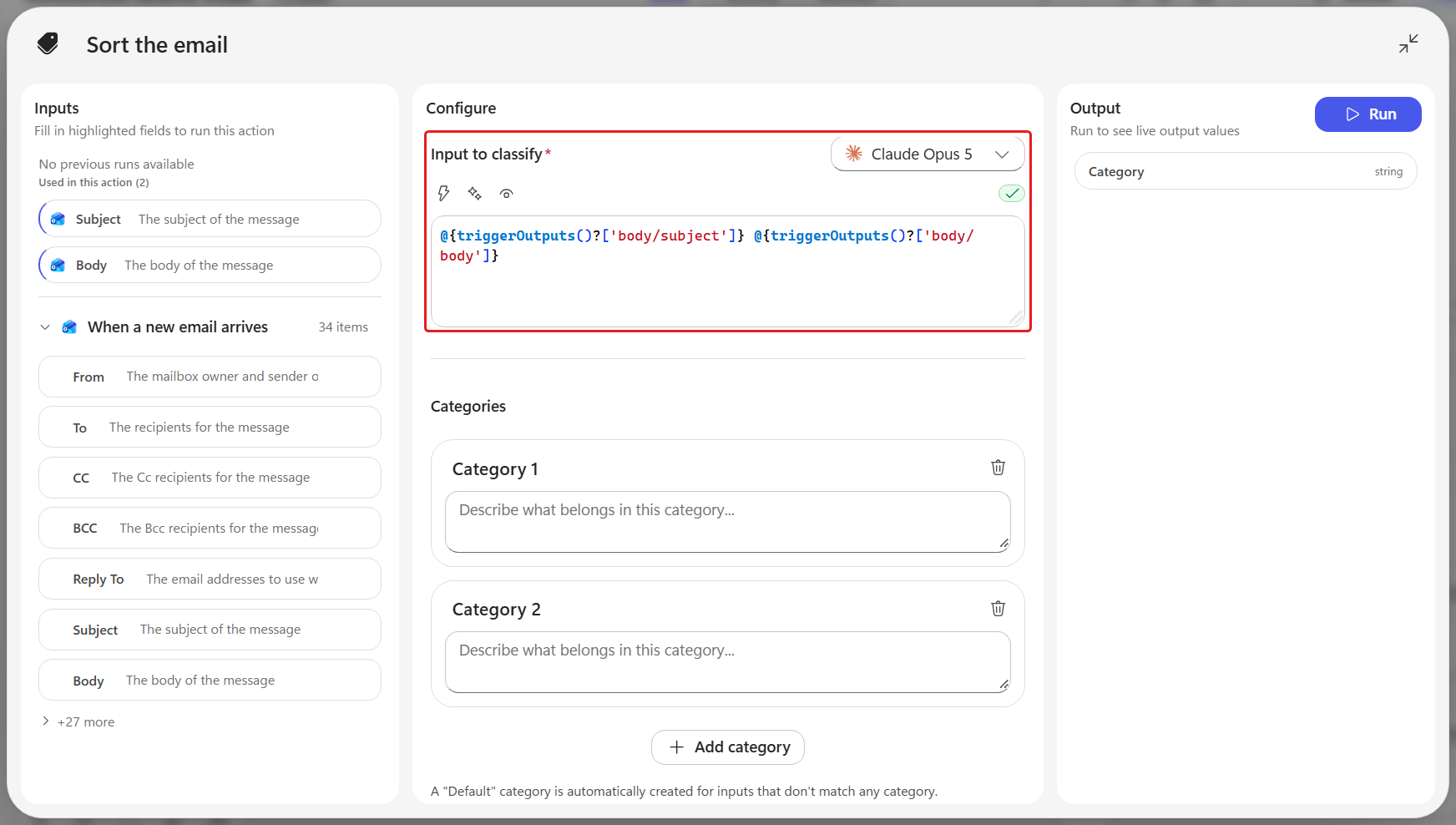 Input to classify in expression mode
