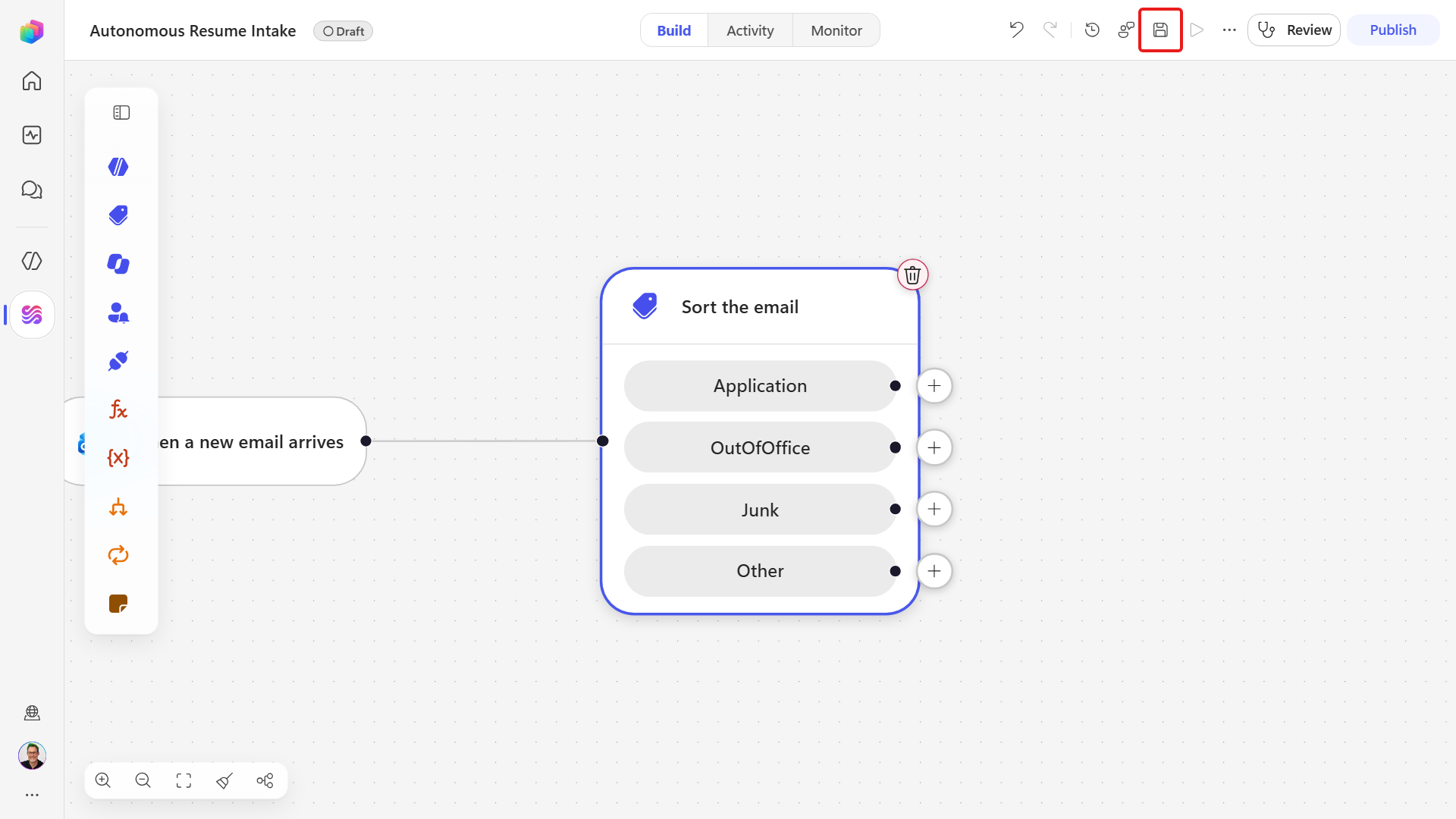 Configured Classify node ready to save