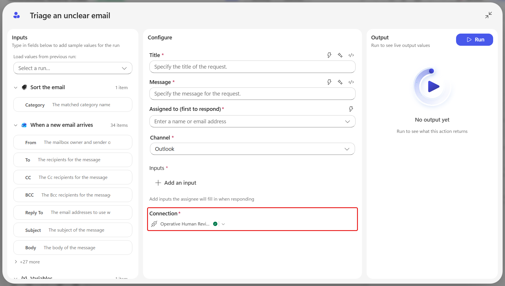 The new Human review node open on the Other branch