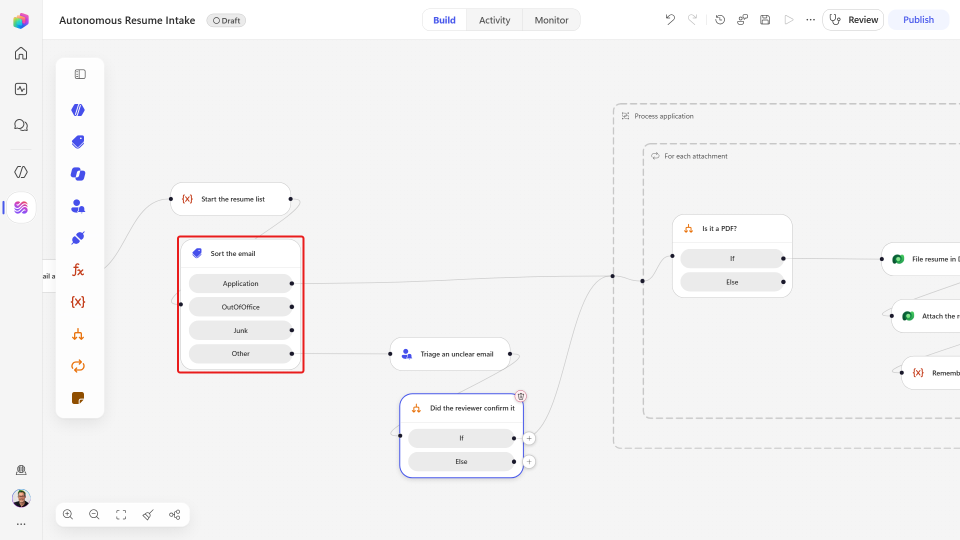 Process application receiving both workflow routes