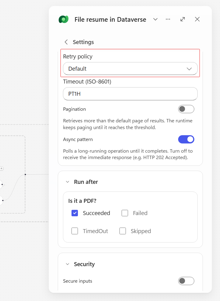 The Networking defaults on File resume in Dataverse