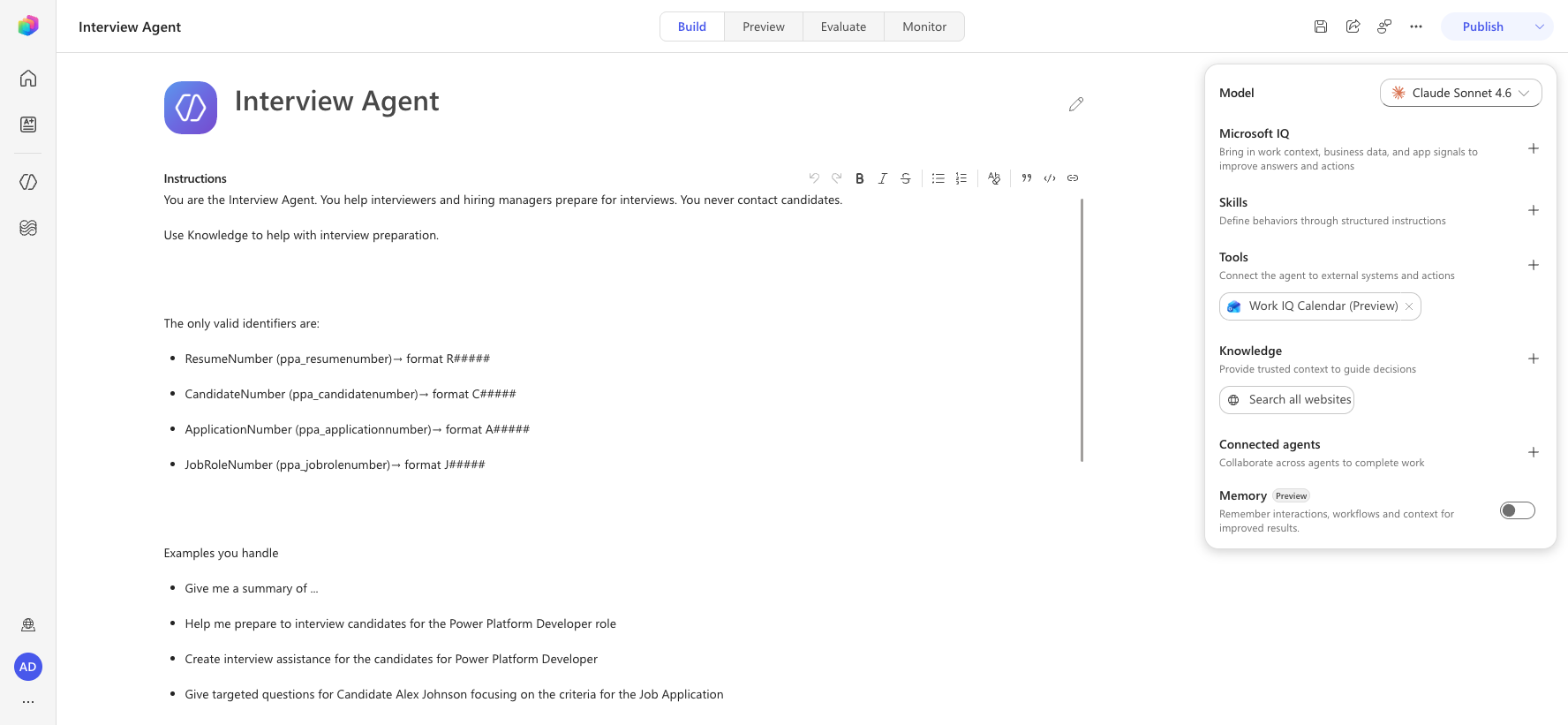 Work IQ Calendar (Preview) MCP server tool added to the agent