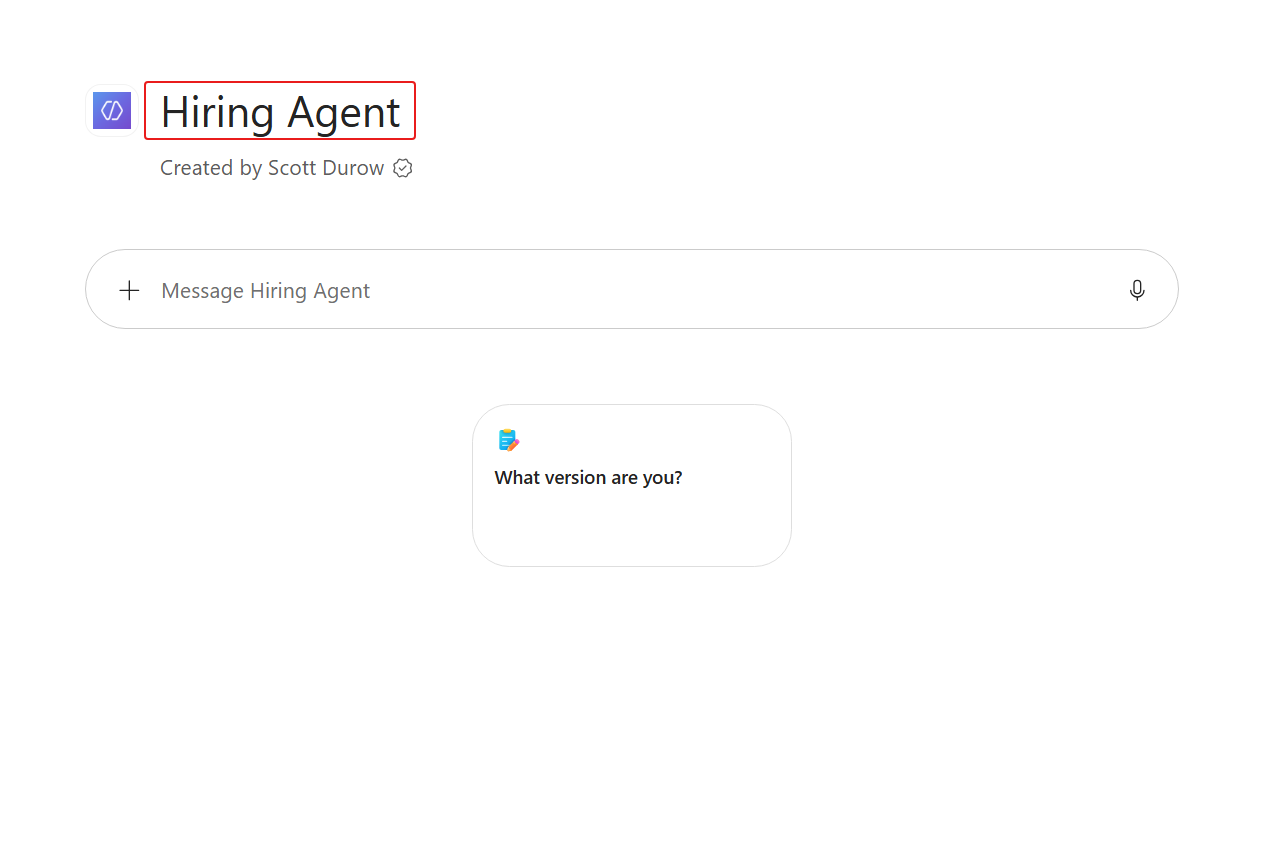 The Hiring Agent installed from its Agent Store card