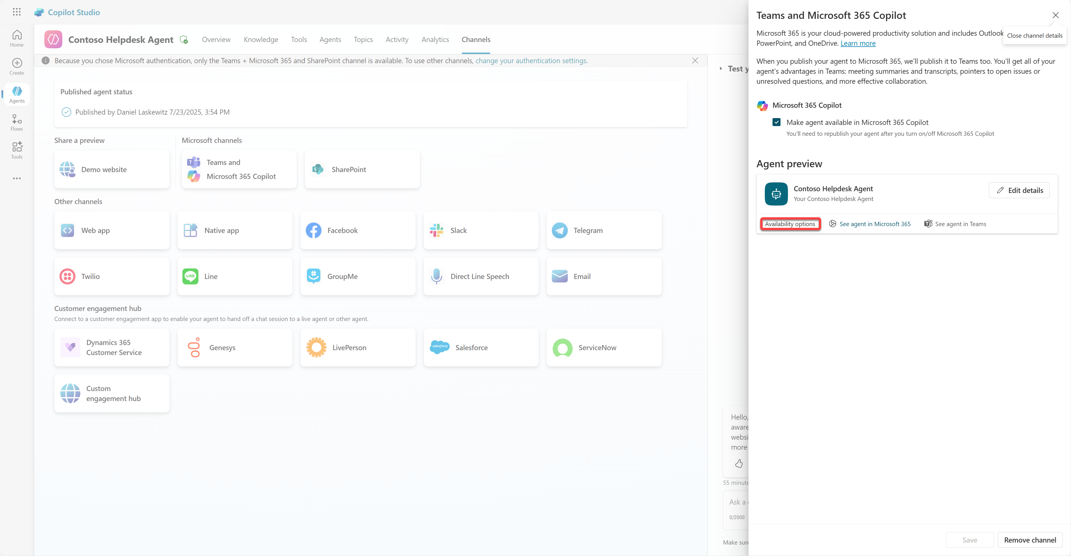 Availability options