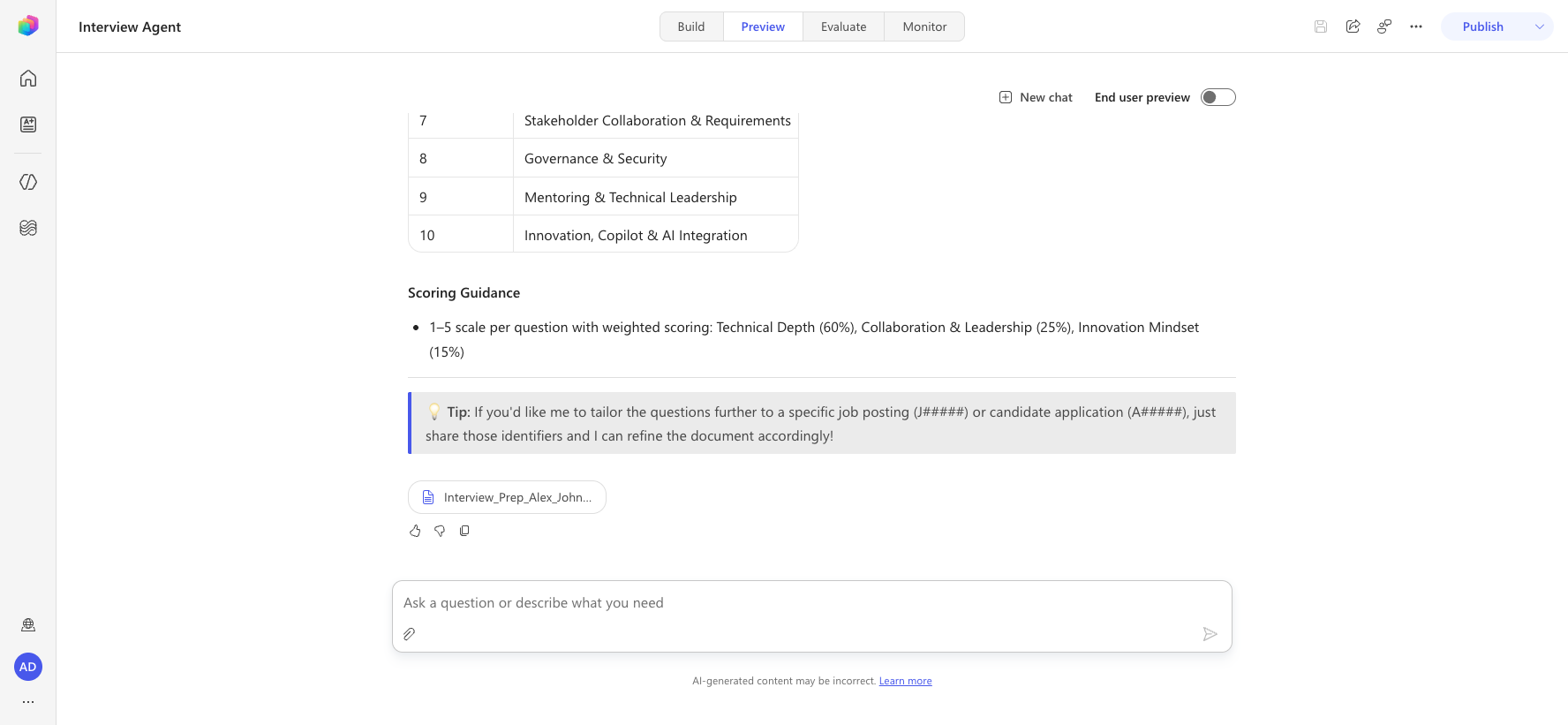 Native document generation result