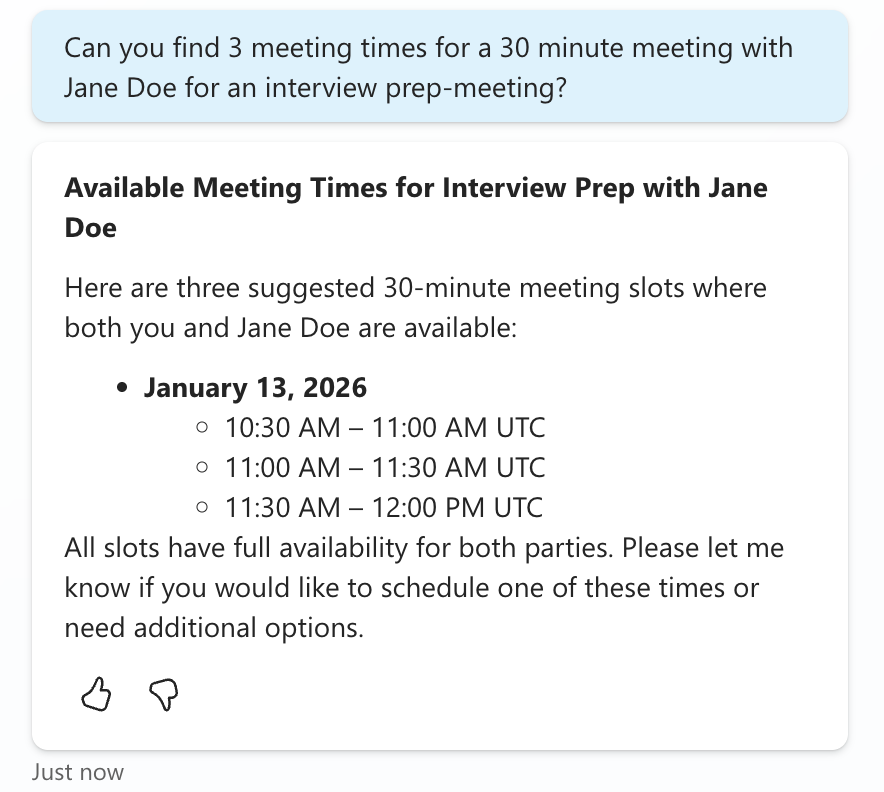 Find meeting times output