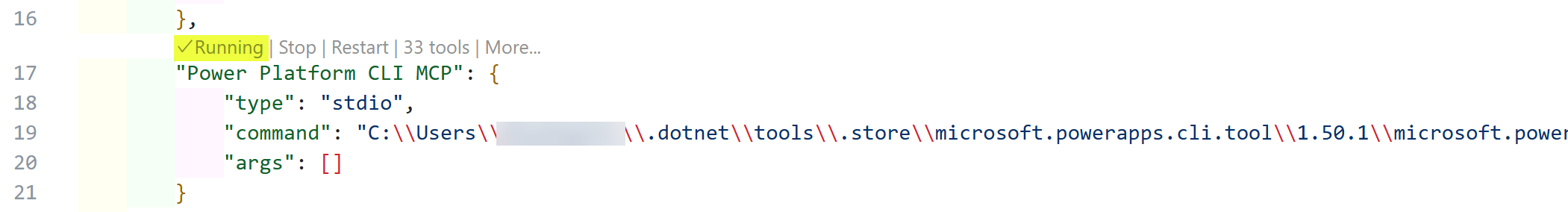 Power Platform CLI MCP running in Visual Studio Code